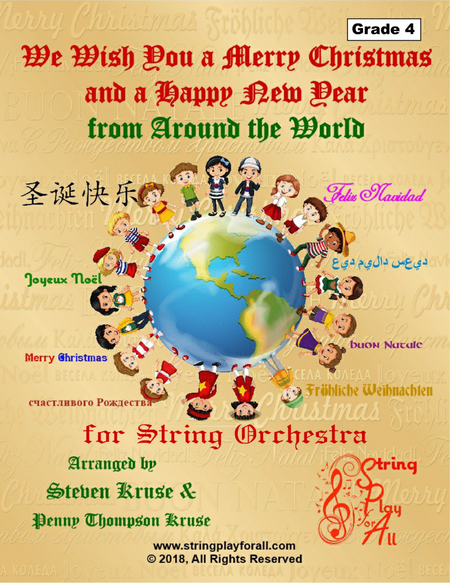 We Wish You a Merry Christmas and a Happy New Year from Around the World for String Orchestra, Grade image number null