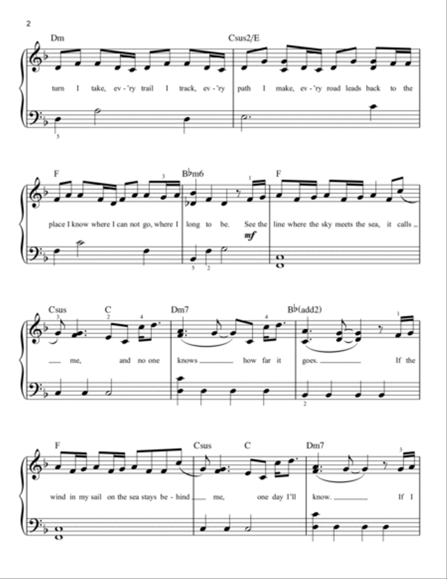 How Far I'll Go (from Moana) Easy Piano scores gallery preview page 2