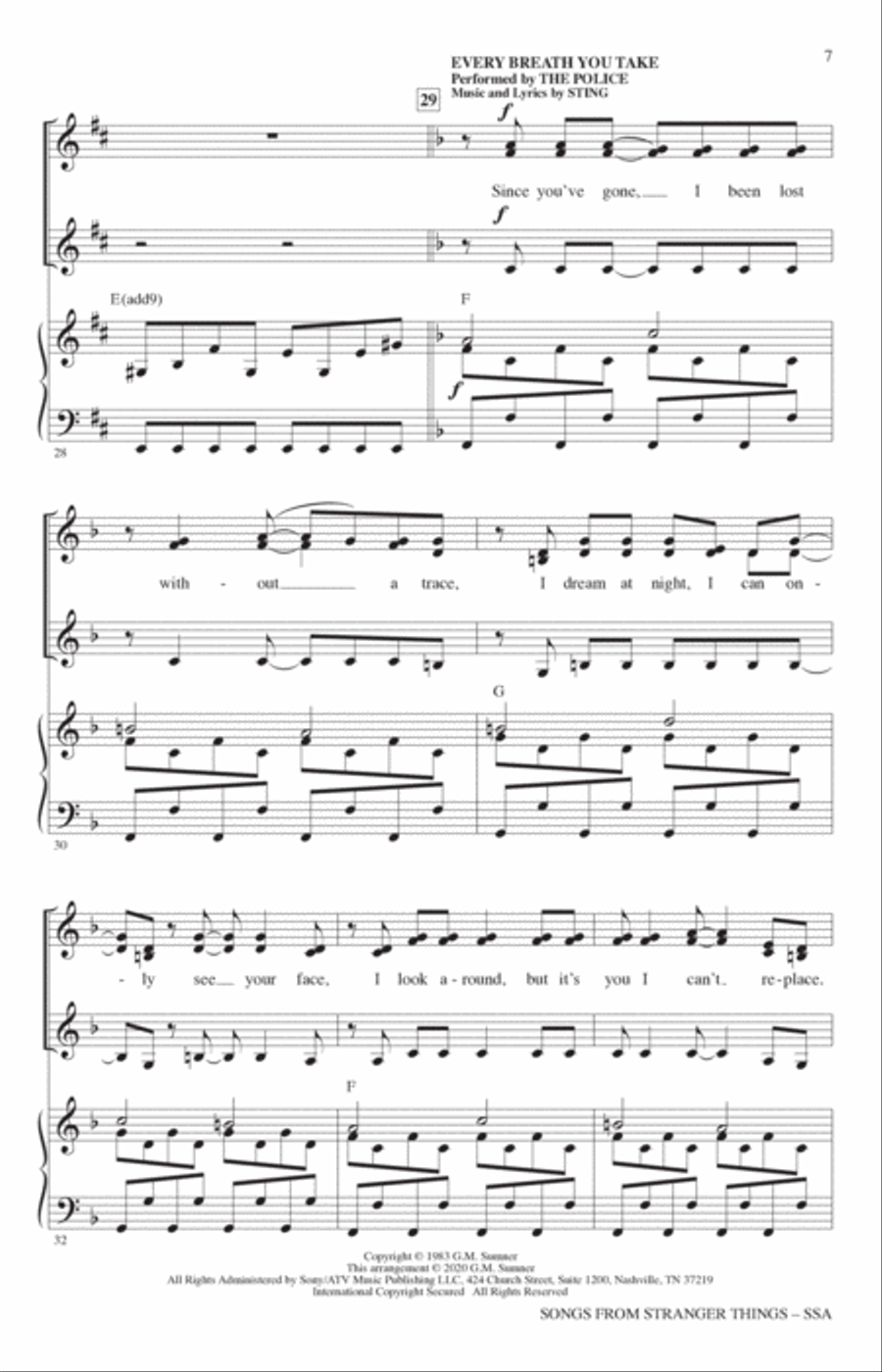 Songs from Stranger Things (arr. Alan Billingsley) SSA scores gallery preview page 5