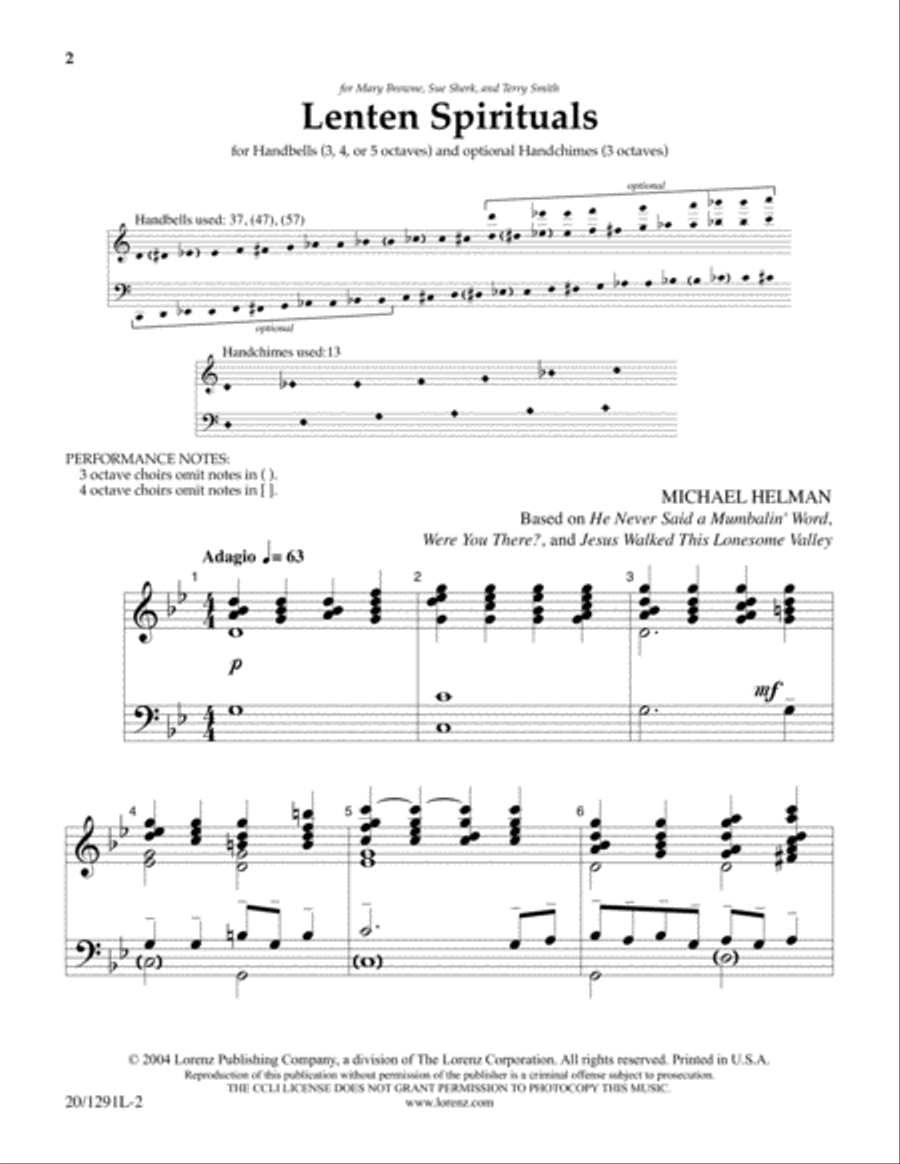 Lenten Spirituals Lenten Spirituals 5-Octaves scores gallery preview page 2