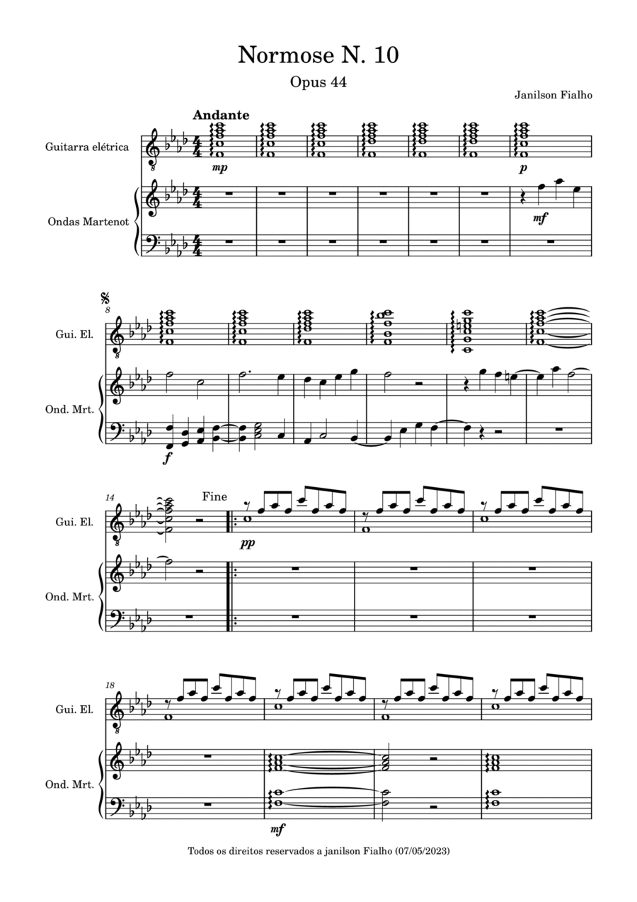 Normose N.10, Opus 44 Piano, Vocal, Guitar scores gallery preview page 1