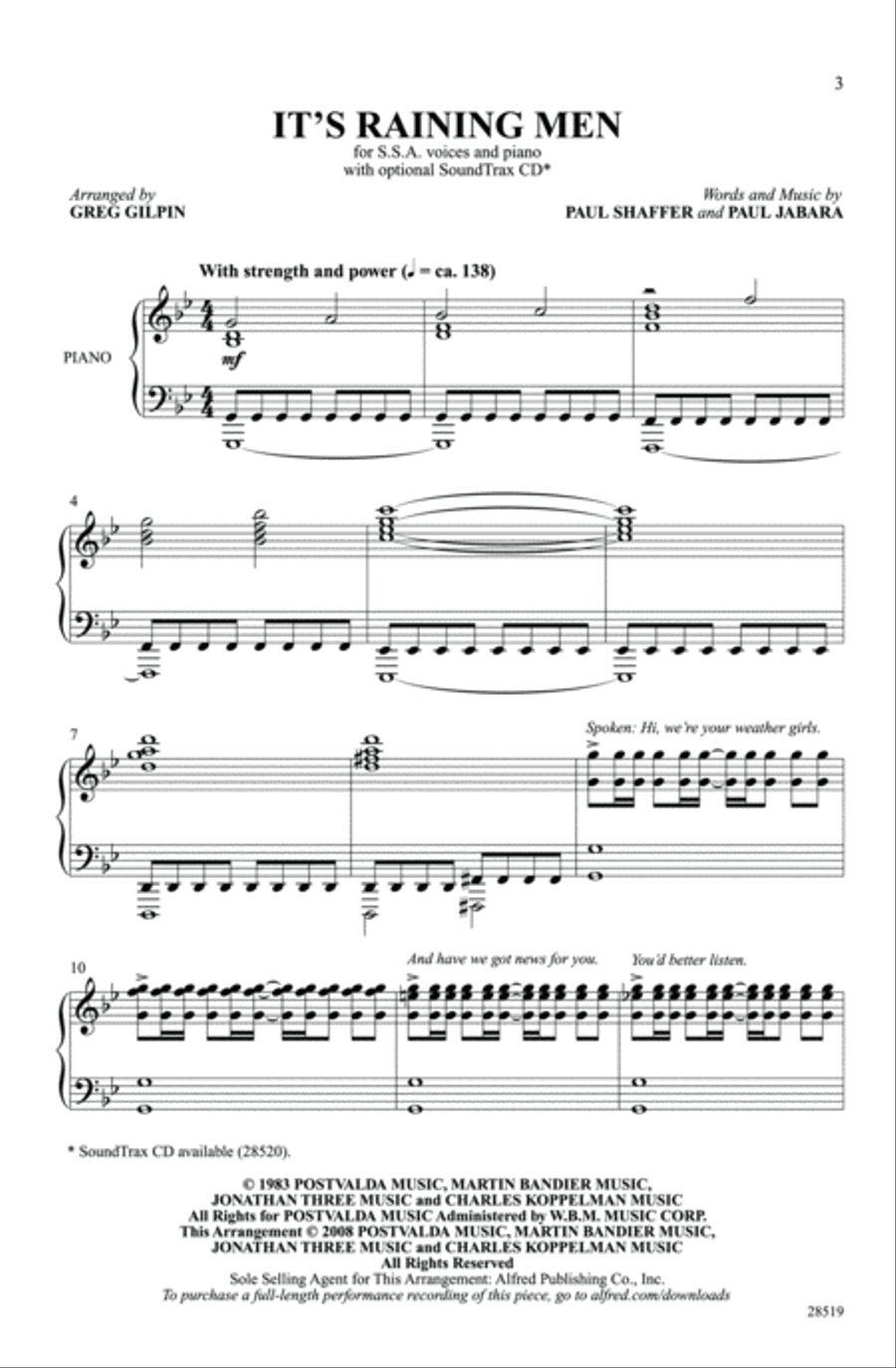 It's Raining Men Women's Choir scores gallery preview page 2