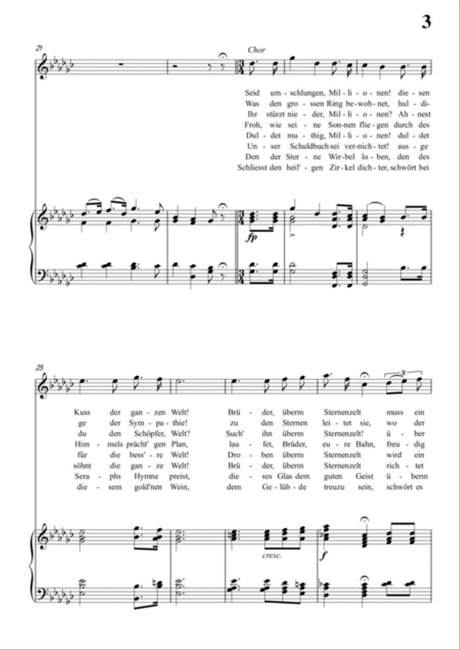 Schubert-An die Freude,Op.111 No.1 in bG for Vocal and Piano Voice scores gallery preview page 4
