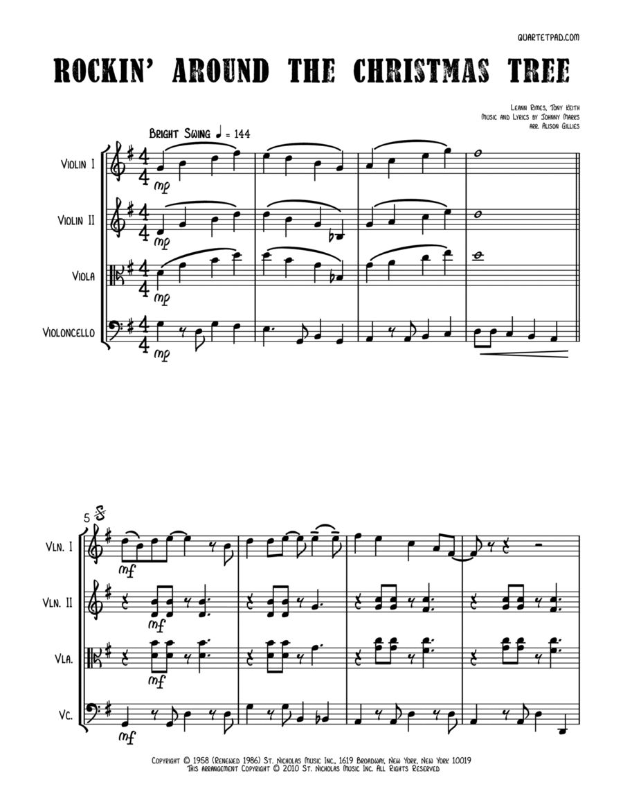 Rockin' Around The Christmas Tree String Trio scores gallery preview page 1
