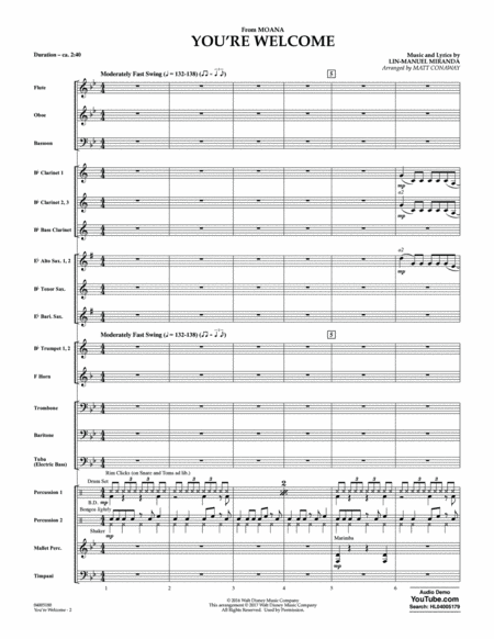 You're Welcome (from Moana) (arr. Matt Conaway) - Conductor Score (Full Score)