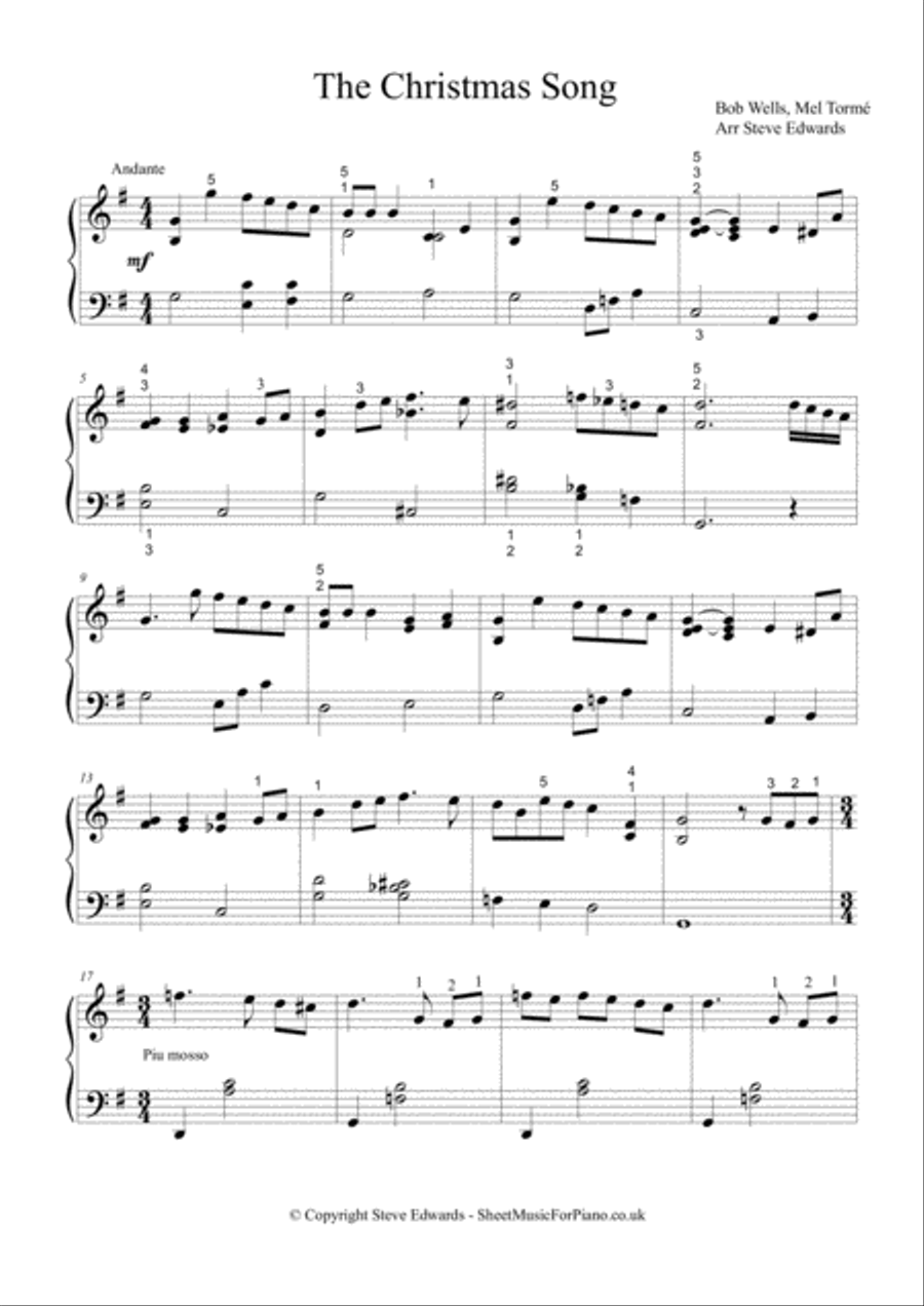 The Christmas Song (Chestnuts Roasting On An Open Fire) Piano Solo scores gallery preview page 2