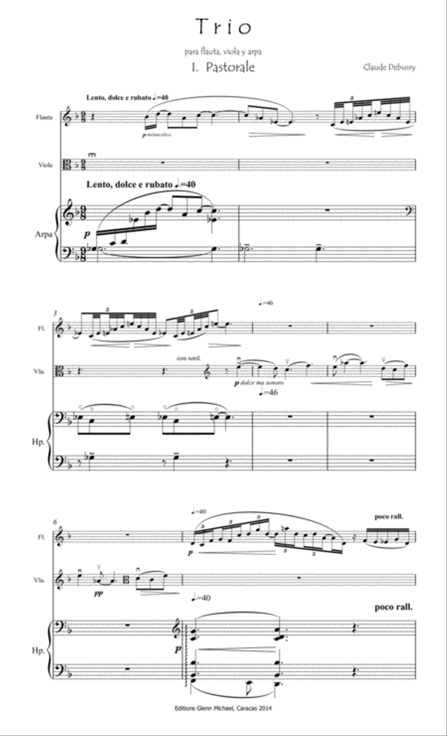 Debussy Trio for Flute, Viola & Harp Small Ensemble scores gallery preview page 2