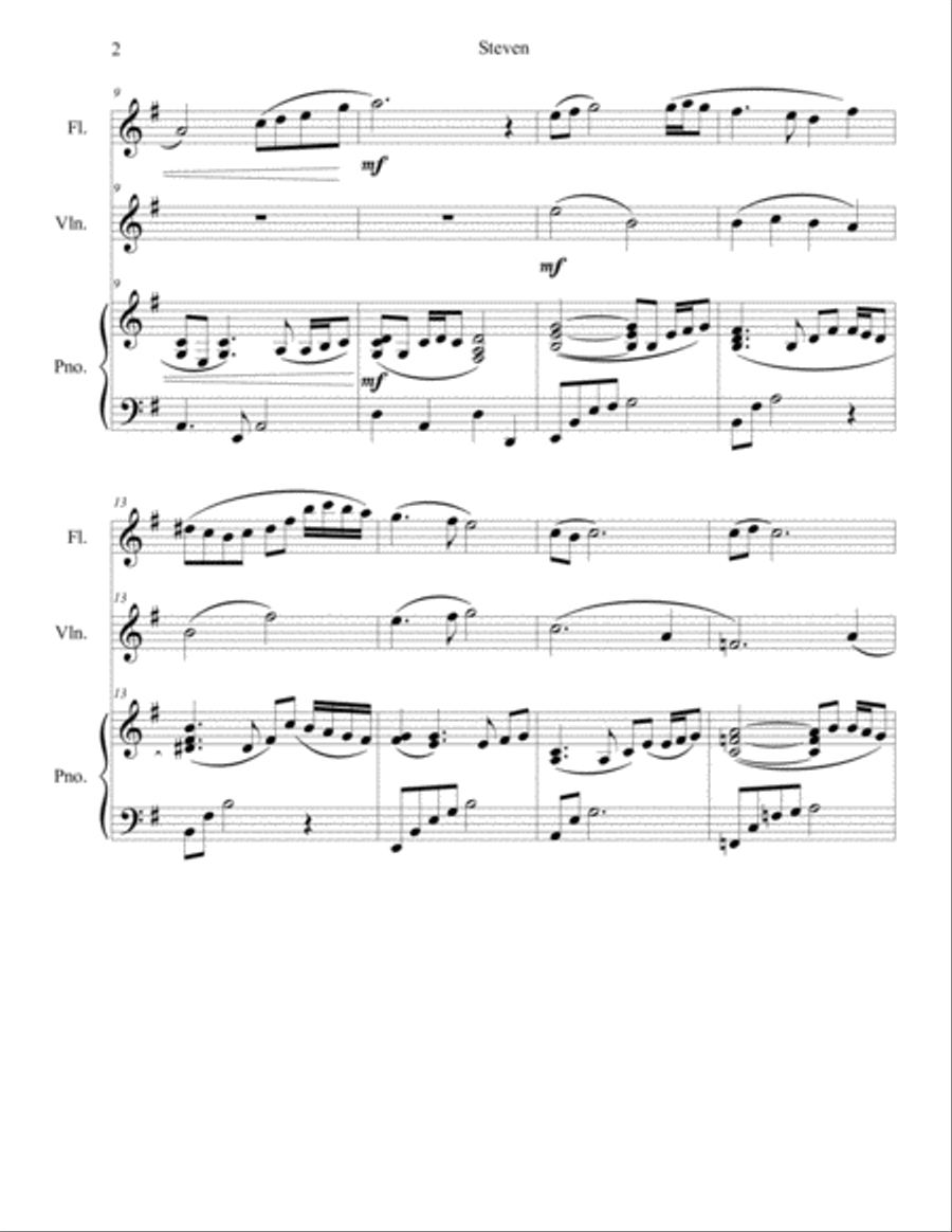 Steven (Trio for Flute, Violin and Piano) Woodwind Ensemble scores gallery preview page 2