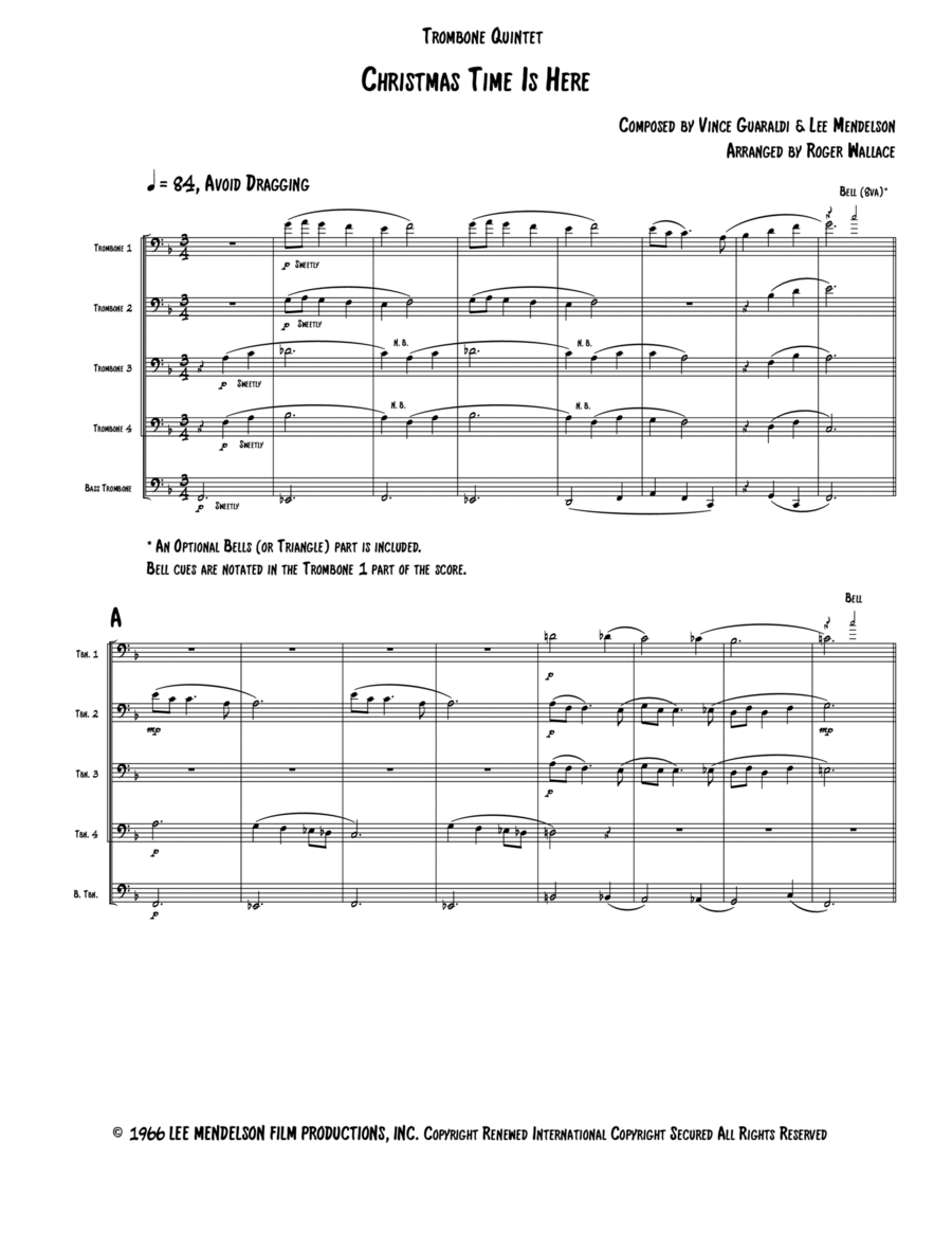 Christmas Time Is Here Trombone scores gallery preview page 1