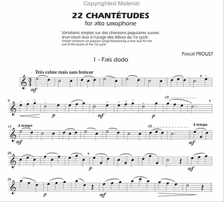 Chantétudes (22) for saxophone Saxophone Solo scores gallery preview page 2