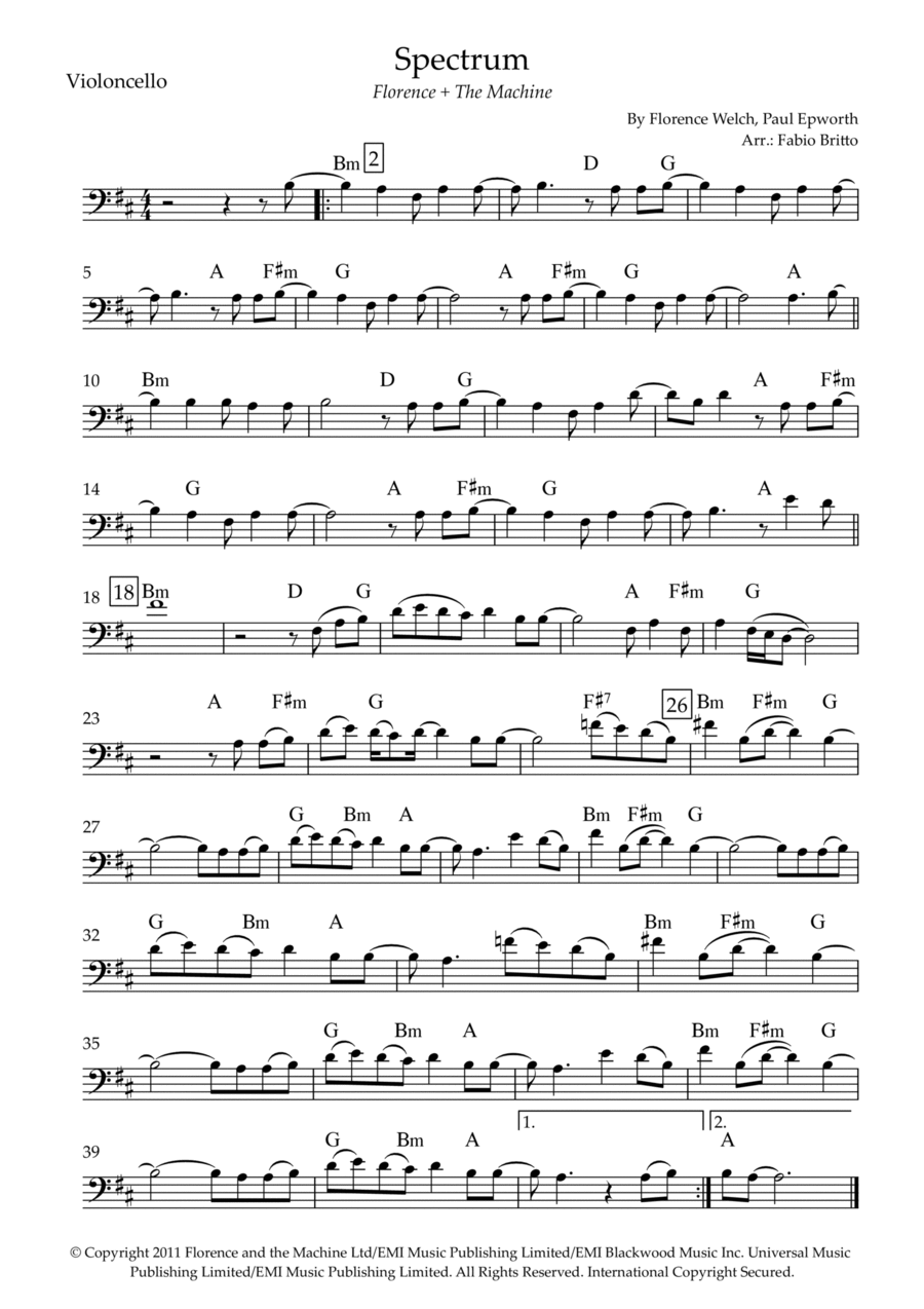 Spectrum Cello Solo scores gallery preview page 1