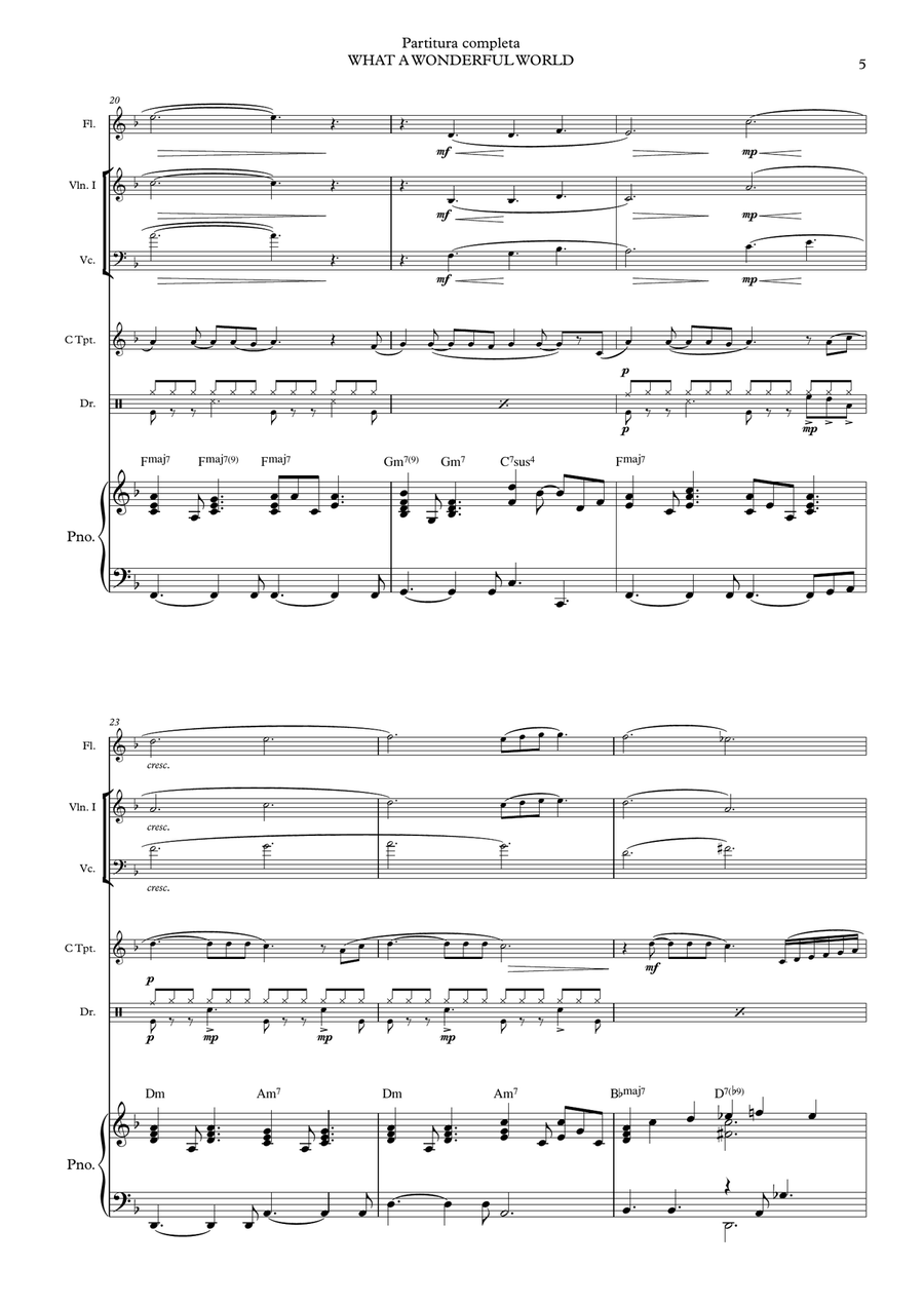 Mundo Su Misura (what A Wonderful World) Small Ensemble scores gallery preview page 5