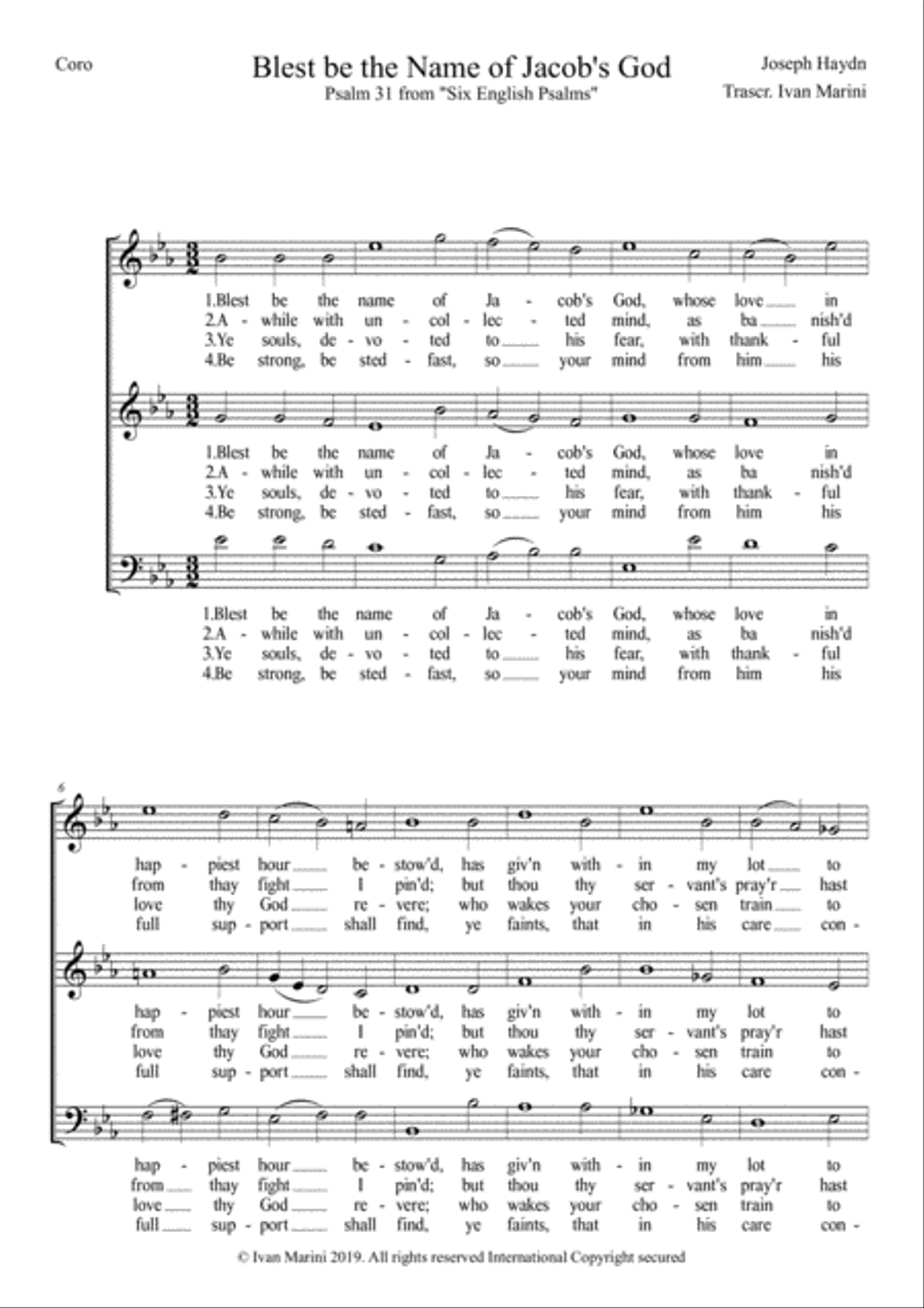 Blest be the name - Haydn - Choir with opt. Organ and Woodwinds 3-Part scores gallery preview page 4