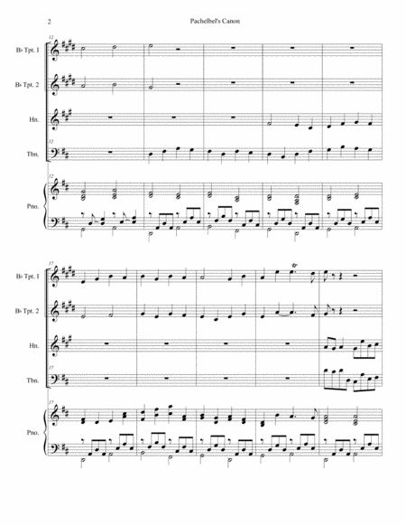 Pachelbel's Canon (Wedding Arrangement for Brass Quartet - Piano Accompaniment) image number null