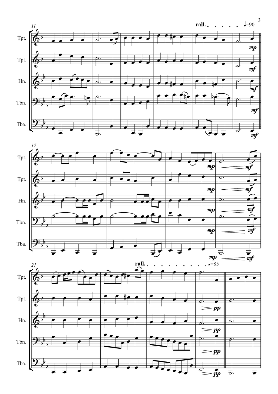 There is a Green Hill far away Brass Ensemble scores gallery preview page 3