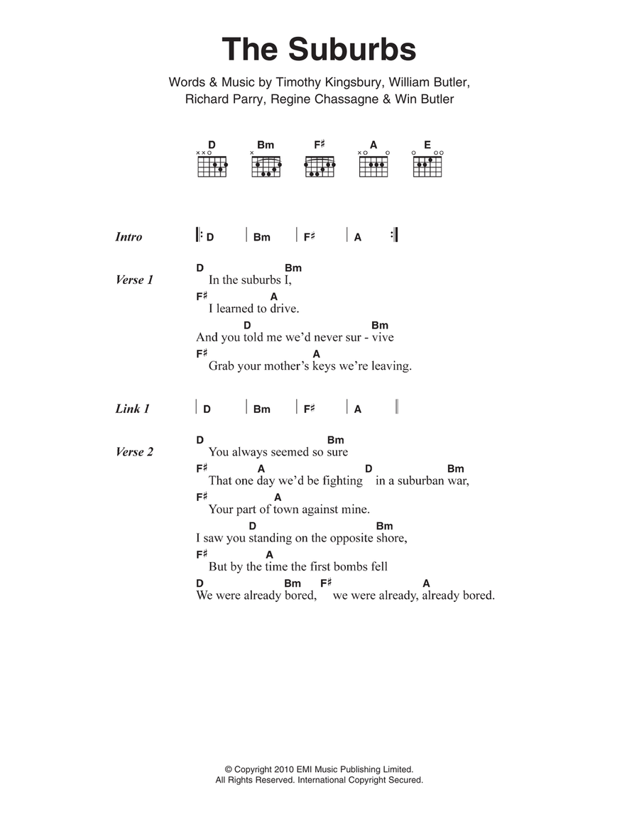 The Suburbs The Suburbs Acoustic Guitar scores gallery preview page 1