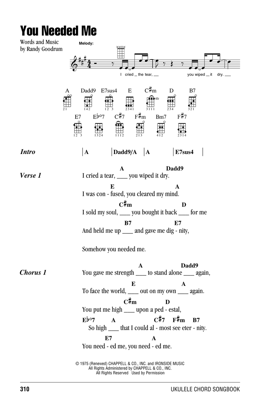 You Needed Me Ukulele scores gallery preview page 1