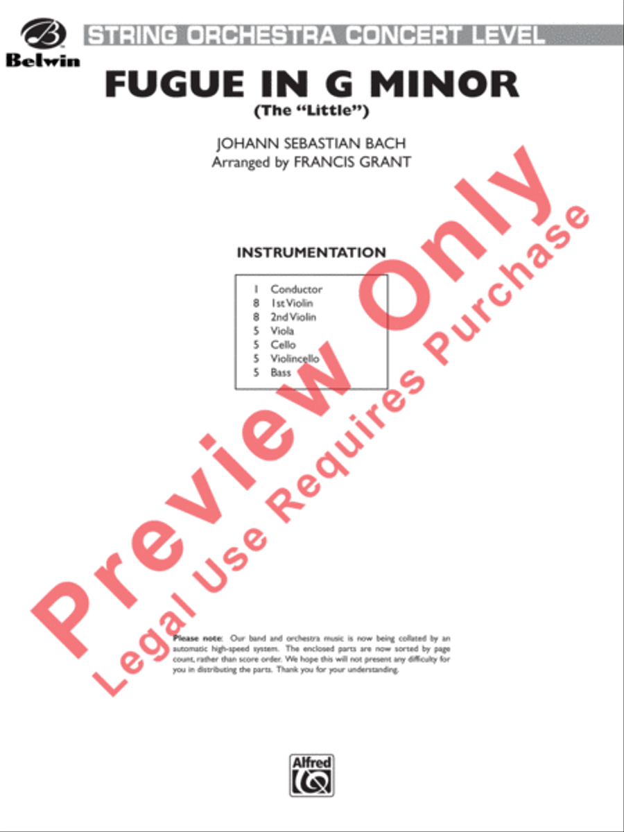 Fugue in G Minor (The Little) String Orchestra scores gallery preview page 2