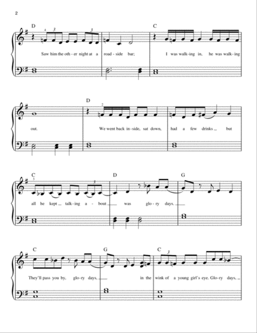 Glory Days Glory Days Easy Piano scores gallery preview page 2
