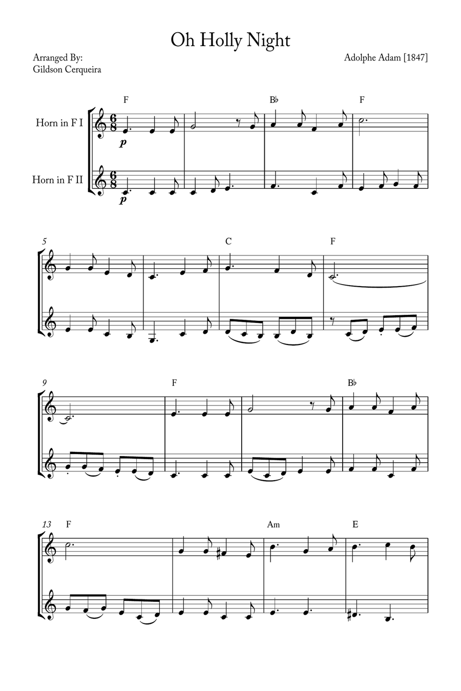 Oh Holy night Brass Duet scores gallery preview page 1