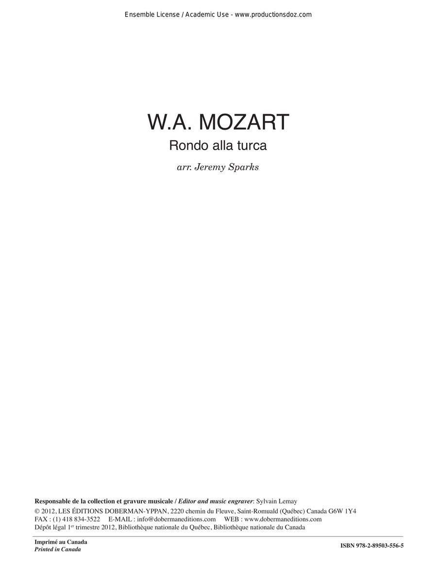 Rondo alla turca Rondo alla turca Guitar Ensemble scores gallery preview page 1