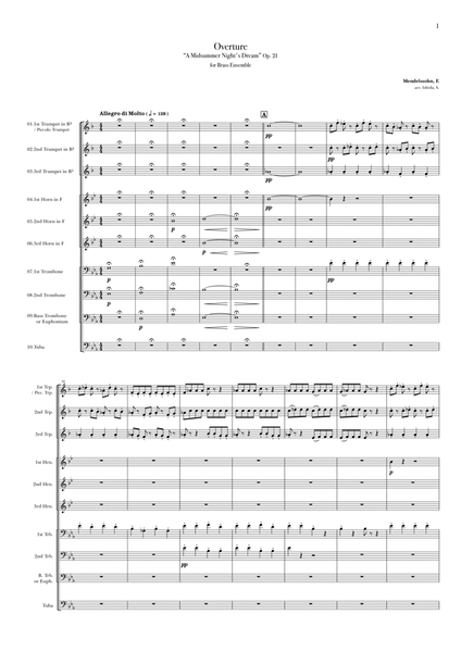 Overture “A Midsummer Night's Dream” Op. 21 for Brass Ensemble