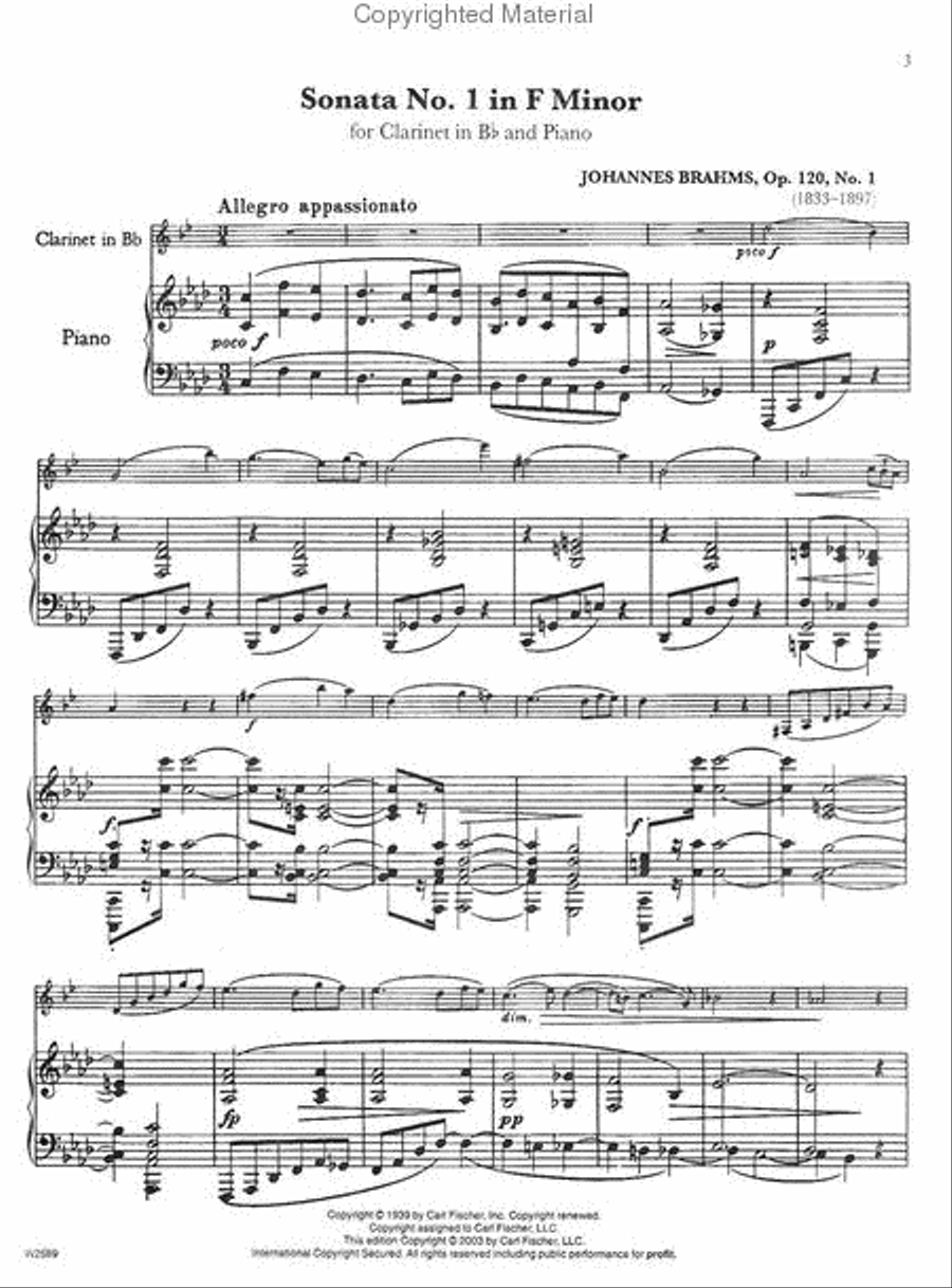 Sonata No. 1 in F Minor B-Flat Clarinet scores gallery preview page 2
