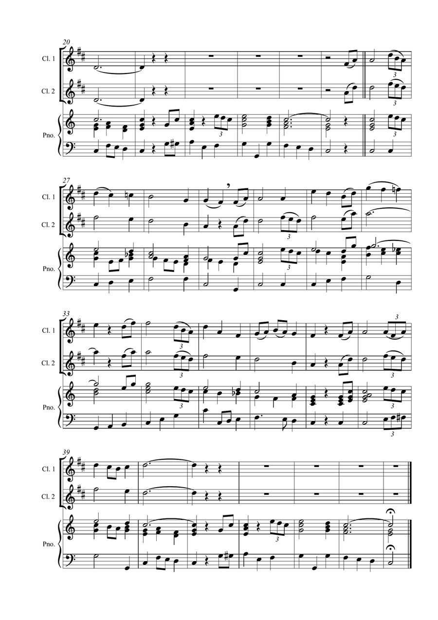 Amazing Grace - Two Clarinets with Piano accompaniment Clarinet Duet scores gallery preview page 3