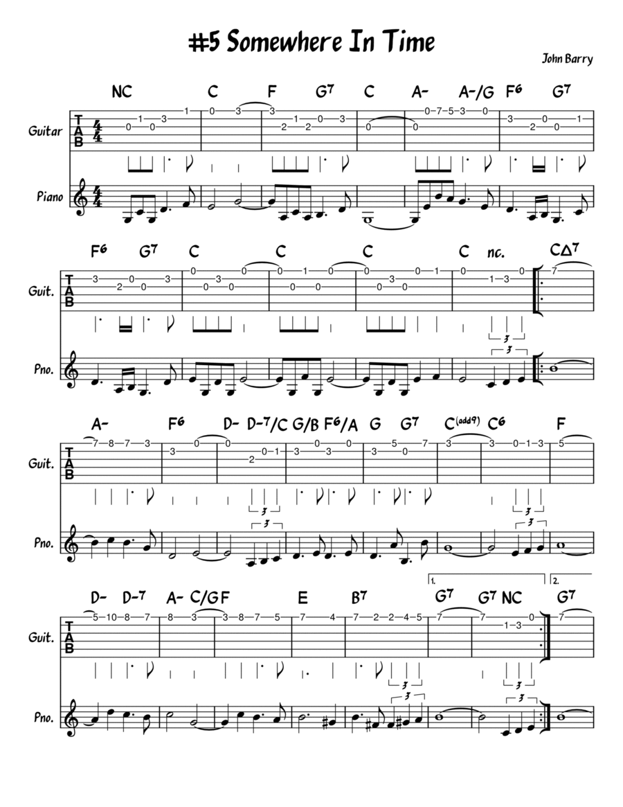 Somewhere In Time Electric Guitar scores gallery preview page 1