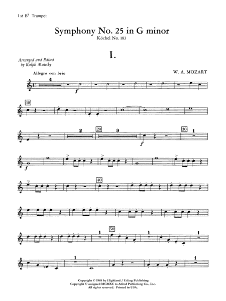 Mozart's Symphony No. 25 in G Minor, 1st & 2nd Movements: 1st B-flat Trumpet