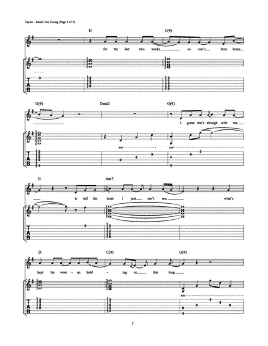 Much Too Young (To Feel This Damn Old) Electric Guitar scores gallery preview page 3