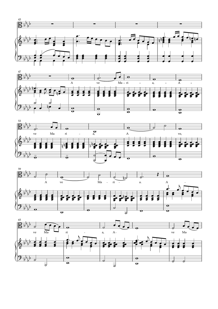 Caccini - Ave Maria for cello and piano/organ (Fm) Organ Accompaniment scores gallery preview page 3