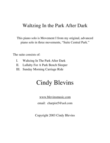Waltzing In The Park After Dark, Movement I of my advanced piano suite, "Suite Central Park" image number null