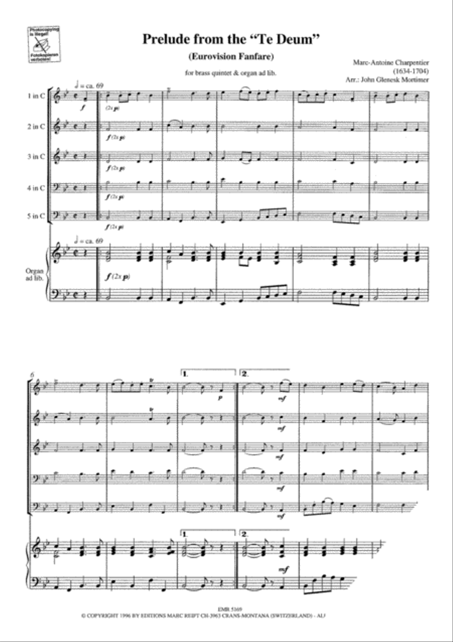 Prelude from the Te Deum Brass Ensemble scores gallery preview page 3