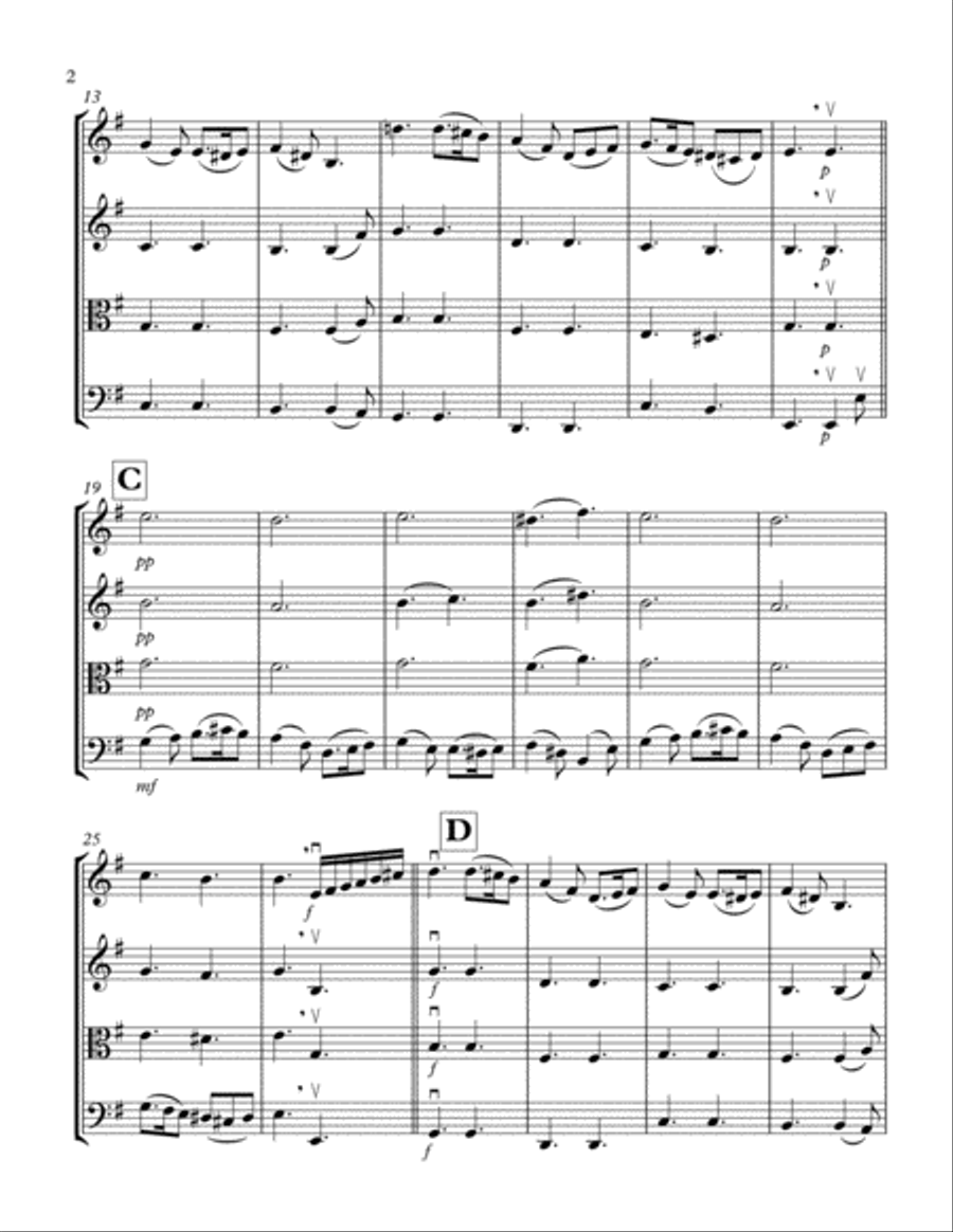 Greensleeves Easy String Quartet Arrangement String Quartet scores gallery preview page 2