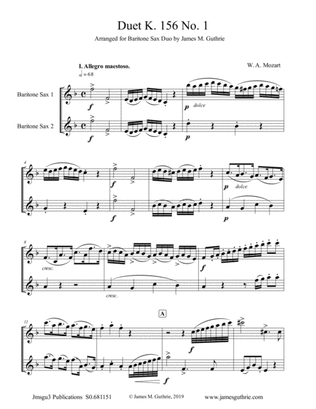Mozart: Duet K. 156 No. 1 for Baritone Sax Duo