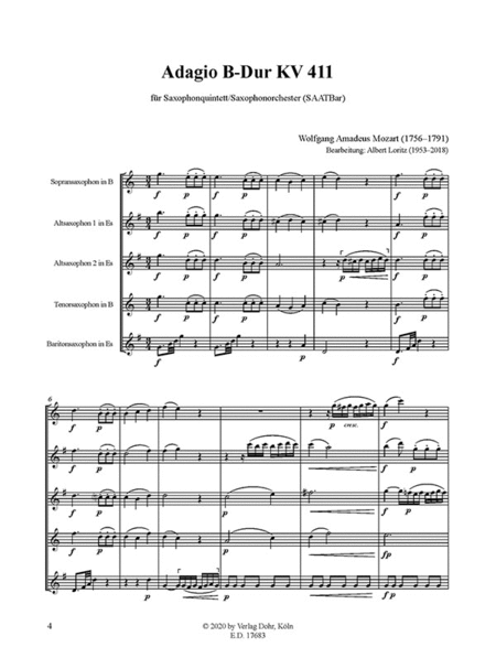 Adagio B-Dur KV 411 (für Saxophonquintett/Saxophonorchester)