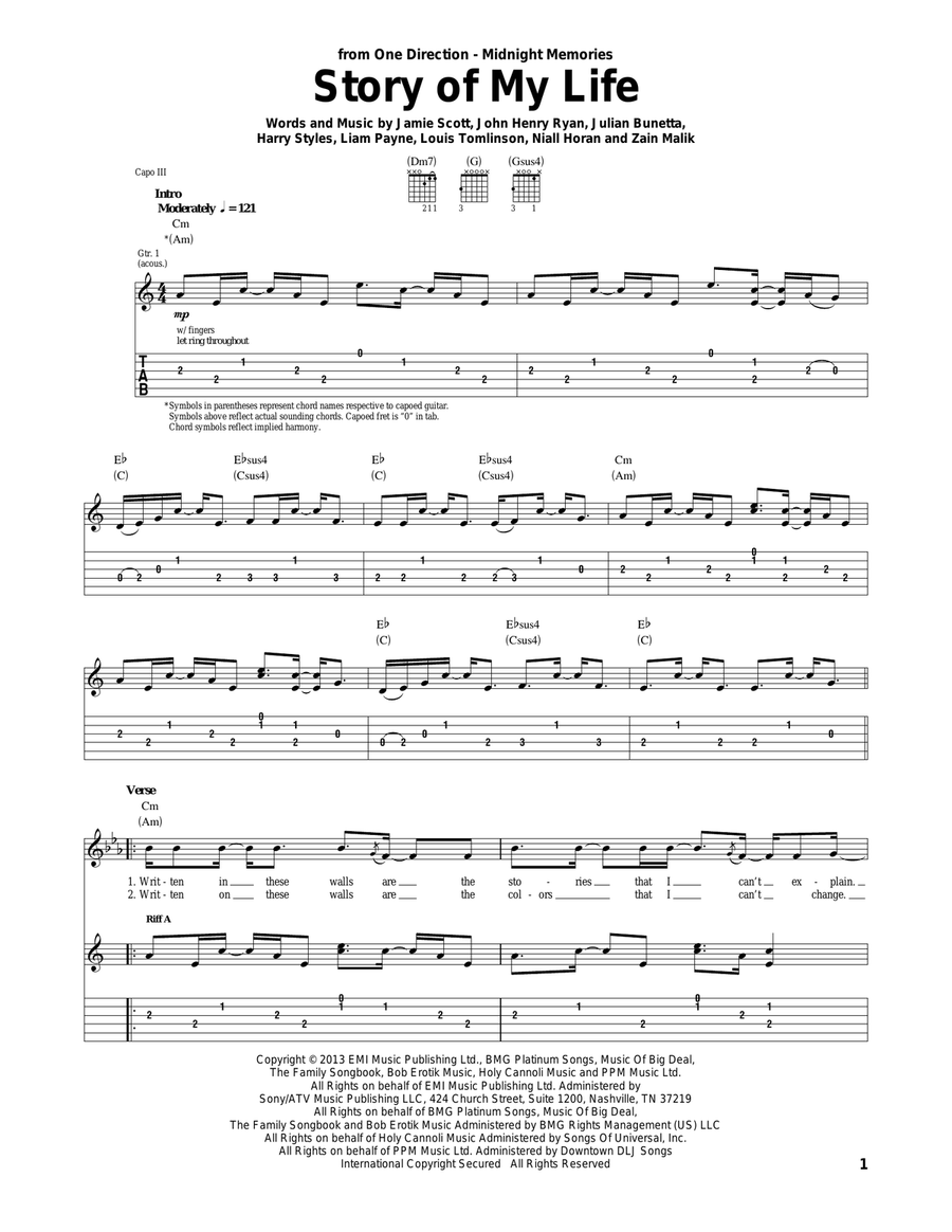 Story Of My Life Story Of My Life Acoustic Guitar scores gallery preview page 1