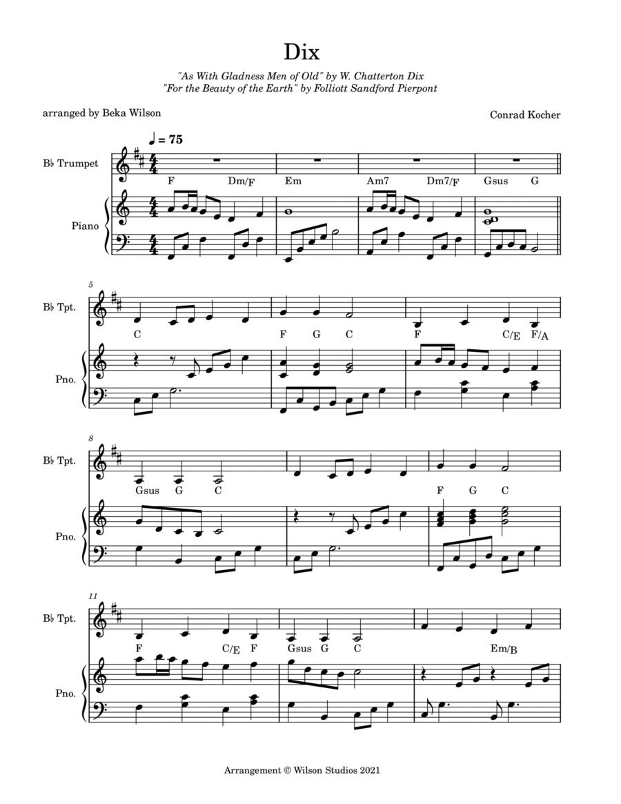For the Beauty of the Earth--trumpet solo Trumpet Solo scores gallery preview page 1