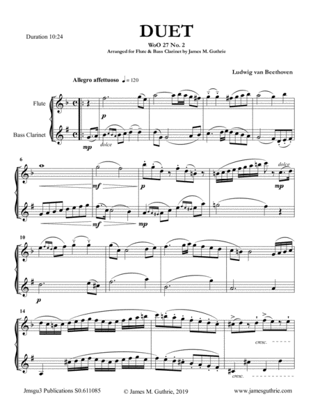 Beethoven: Duet WoO 27 No. 2 for Flute & Bass Clarinet image number null