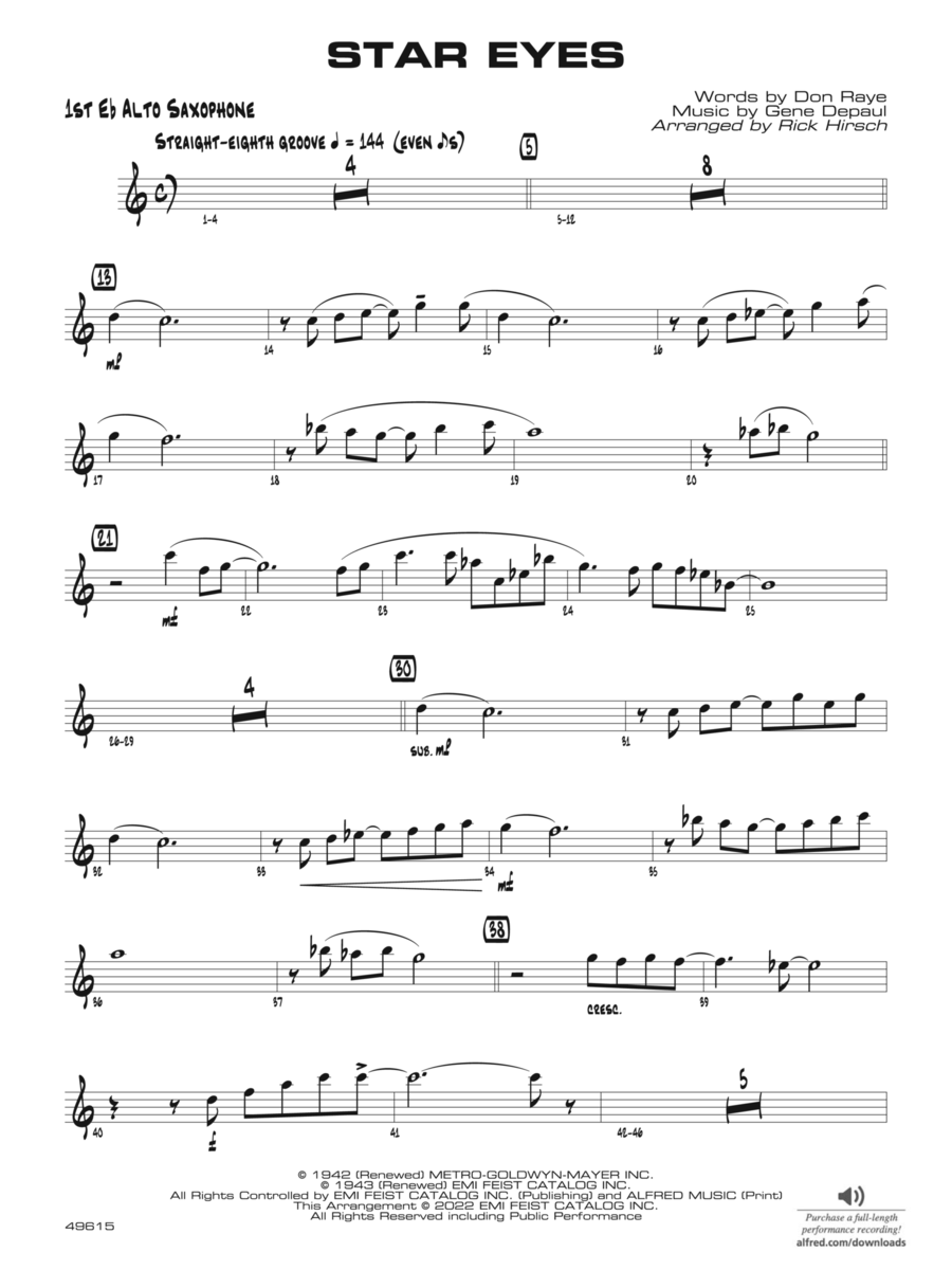 Star Eyes: E-flat Alto Saxophone - Jazz Ensemble - Digital