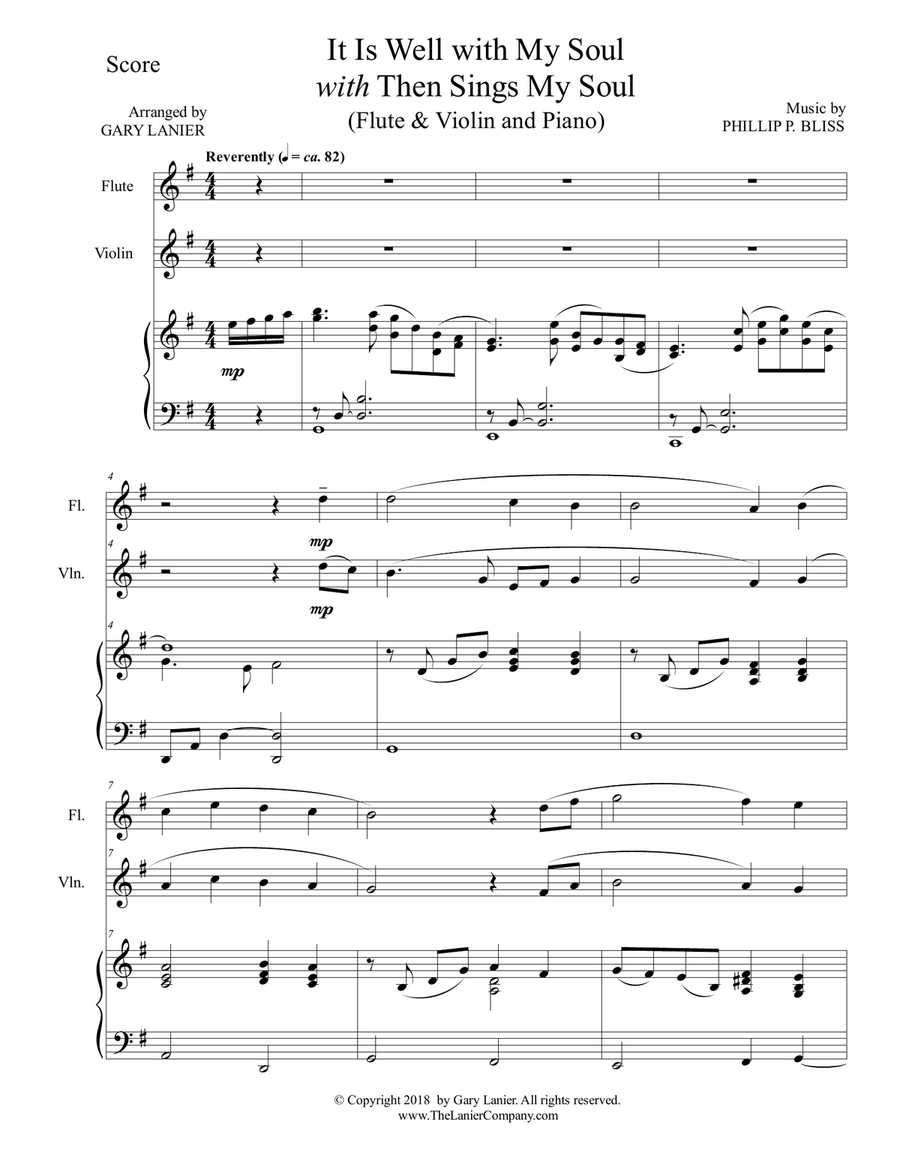 IT IS WELL WITH MY SOUL with THEN SINGS MY SOUL (Trio – Flute & Violin with Piano) Score and Parts Flute scores gallery preview page 2
