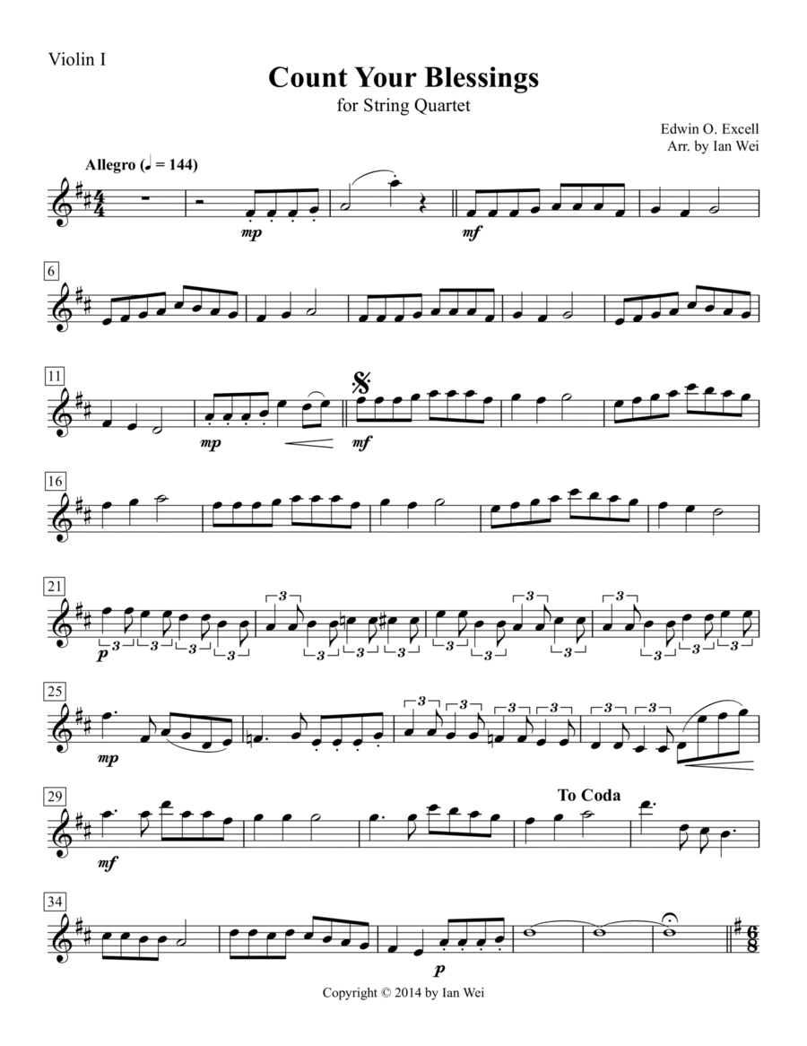 Count Your Blessings for String Quartet String Quartet scores gallery preview page 1