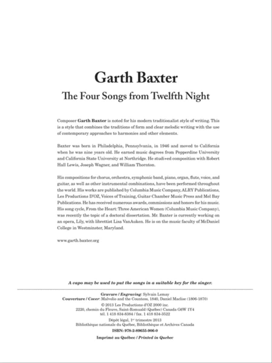 The Four Songs From Twelfth Night Classical Guitar scores gallery preview page 1
