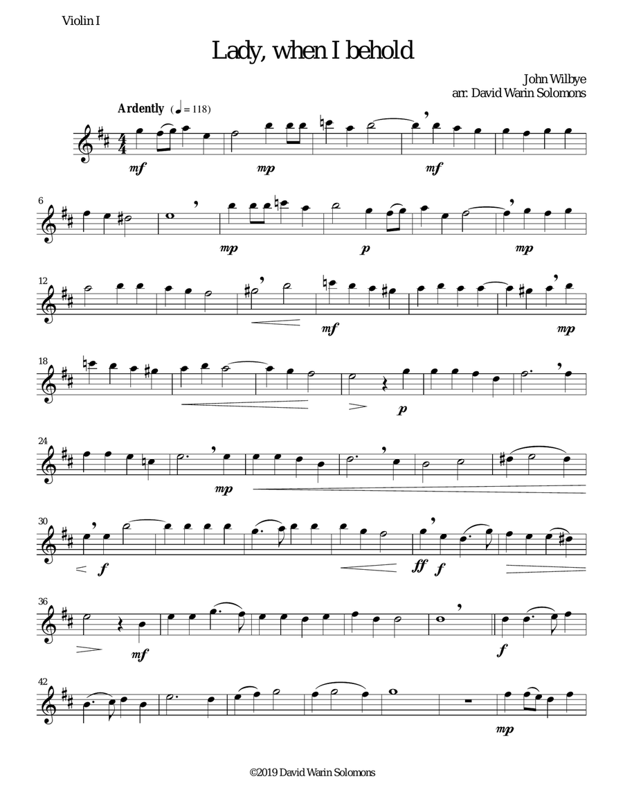 Lady, when I behold arranged for string quartet String Quartet scores gallery preview page 5
