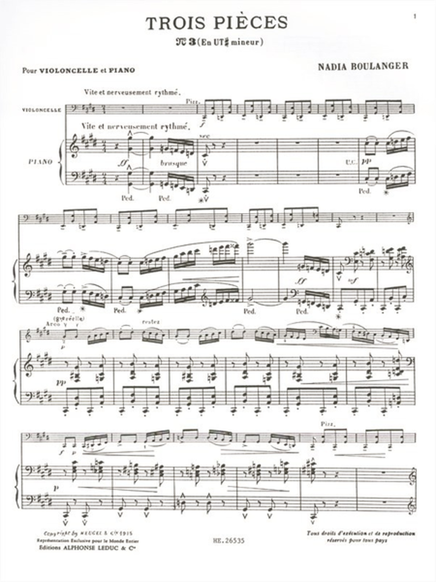 3 Pieces No.3 Ut Diese Mineur Violoncelle et Piano