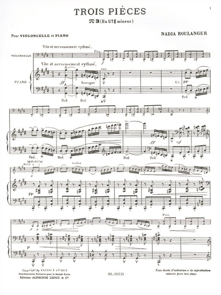 3 Pieces No.3 Ut Diese Mineur Violoncelle et Piano