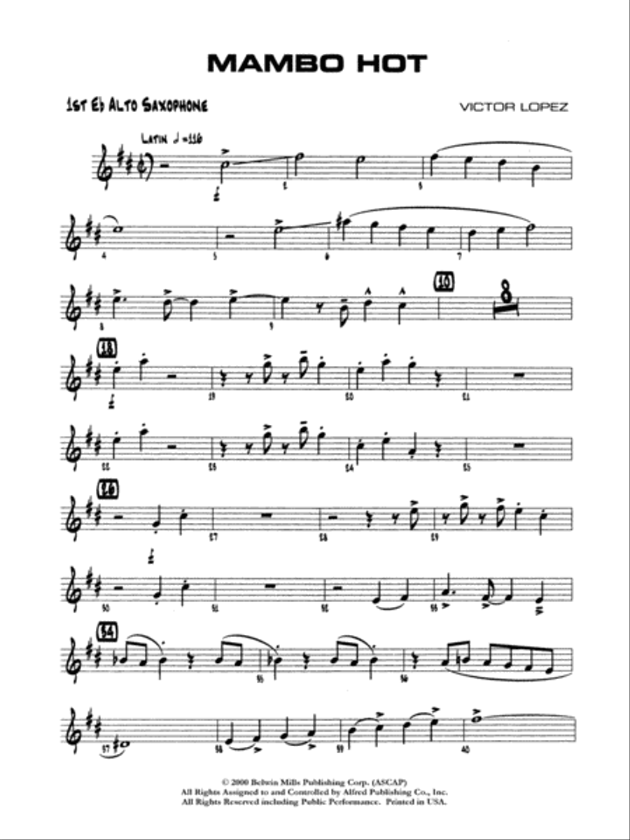 Mambo Hot: E-flat Alto Saxophone Jazz Ensemble scores gallery preview page 1