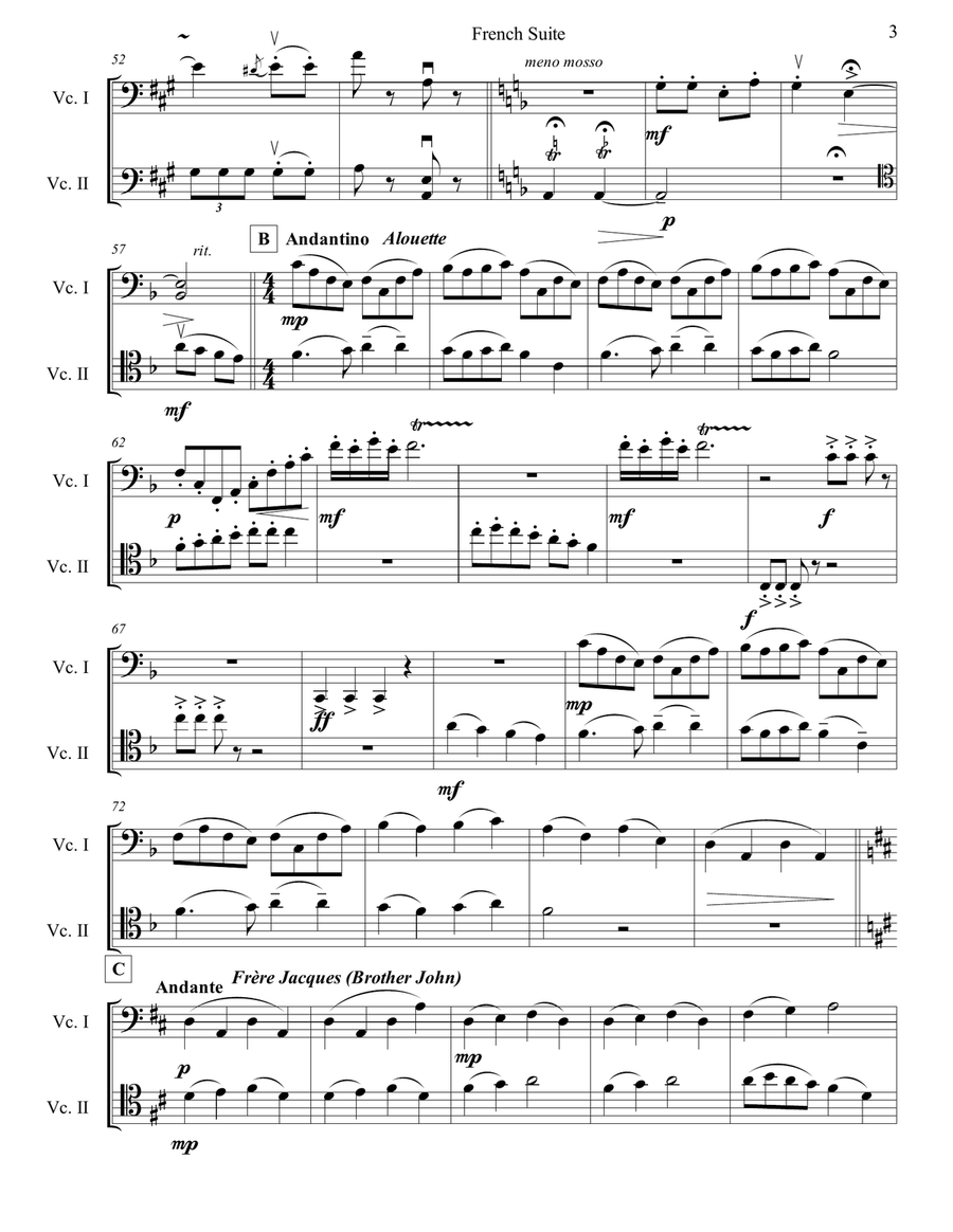 French Suite for Two Cellos String Duet scores gallery preview page 6