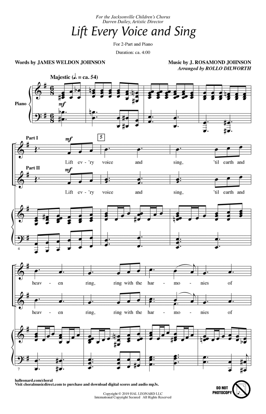Lift Every Voice And Sing (arr. Rollo Dilworth) 2-Part scores gallery preview page 1